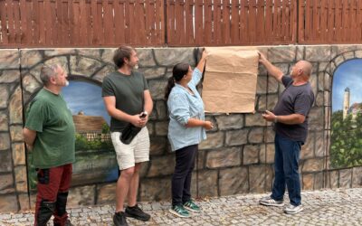 Einweihung der Graffiti-Mauer mit Ortsmotiven